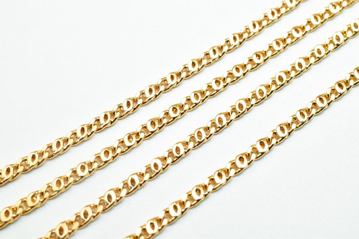 18K Gold Filled Alternative Cuban Link Chain: Tarnish Resistant Pink Gold Finish, Durable Core (17.25", 2mm Wide Cable)
