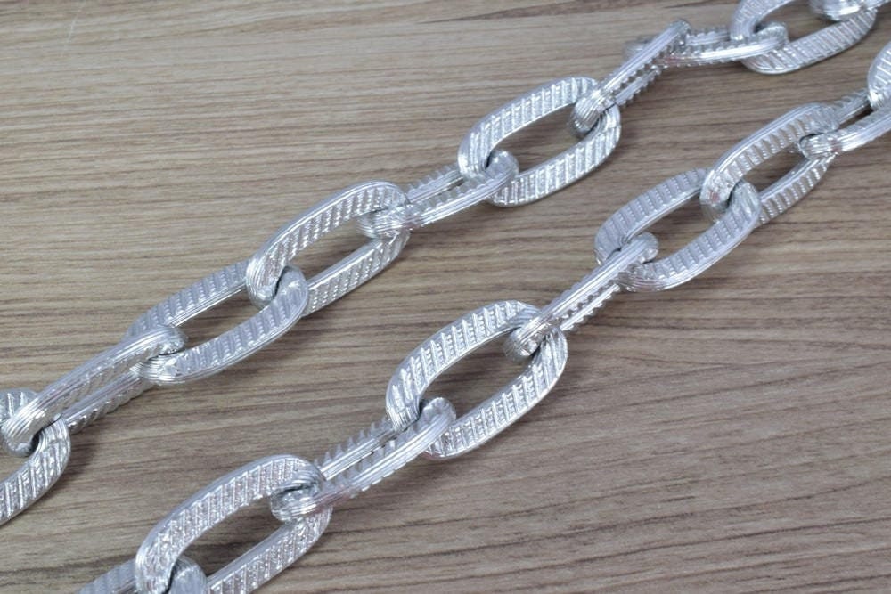 31x17mm Anodized Aluminum Chain, Silver Open Link for Handmade bracelet, Necklace or Jewelry Accessories. 1 Yard (3 Feets)...