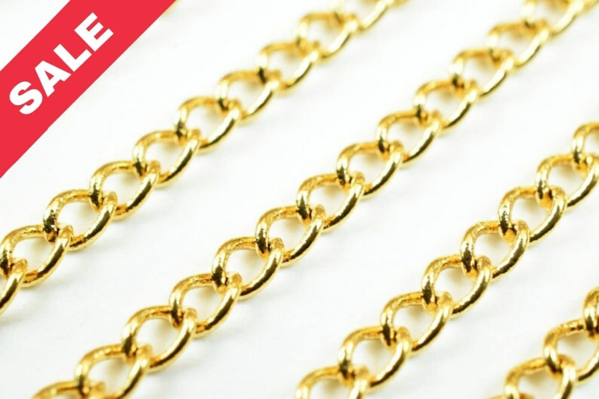 18k Gold Plated Cable Chain Link: Cuban Gfc122 Style, Electroplated Finish | Copper Metal, Skin Friendly | 5x6mm Links