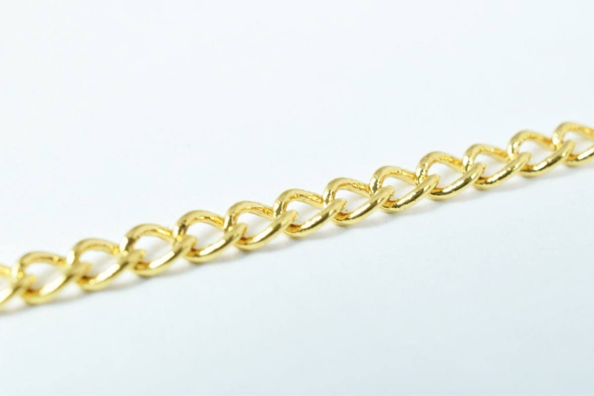 18k Gold Plated Cable Chain Link: Cuban Gfc122 Style, Electroplated Finish | Copper Metal, Skin Friendly | 5x6mm Links