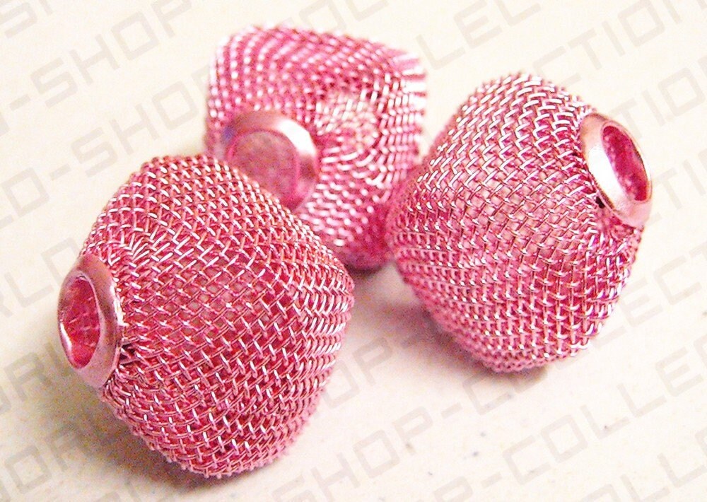 6 PCs Wire Mesh Beads Basketball wives large hole Square Beads 21mm metal jewelry big hoop earring chunky bead jewelry mak...