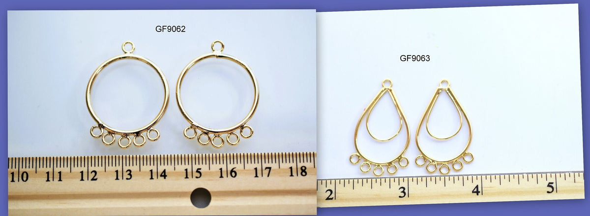 18K Tarnish Resistant Gold, EP Chandelier Earring Findings - Round TearDrop Shapes for Jewelry Making