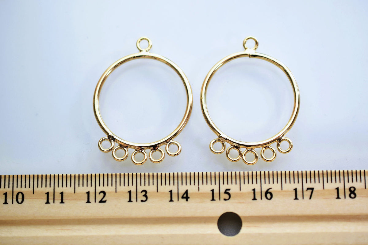18K Tarnish Resistant Gold, EP Chandelier Earring Findings - Round TearDrop Shapes for Jewelry Making