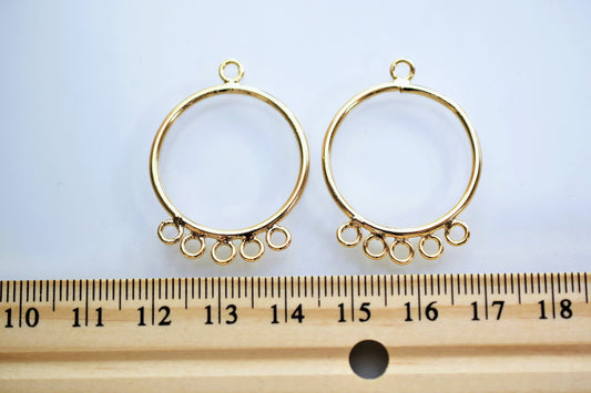 18K Tarnish Resistant Gold, EP Chandelier Earring Findings - Round TearDrop Shapes for Jewelry Making