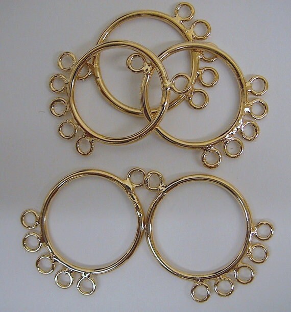18K Tarnish Resistant Gold, EP Chandelier Earring Findings - Round TearDrop Shapes for Jewelry Making