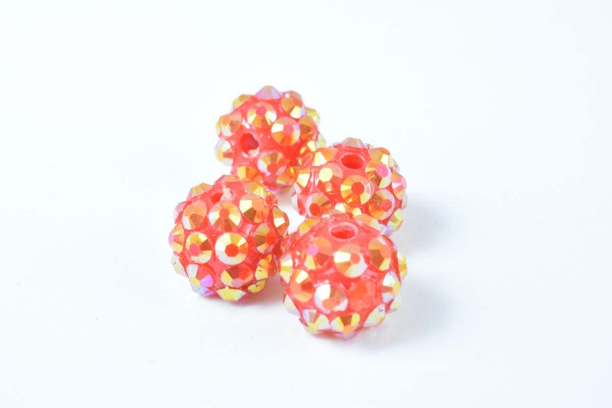 12mm Rhinestone Resin Beads, Shamballa, Round Ball Beads, for Macrame Bracelet, Basketball wives Earring 9 Colors set of 1...