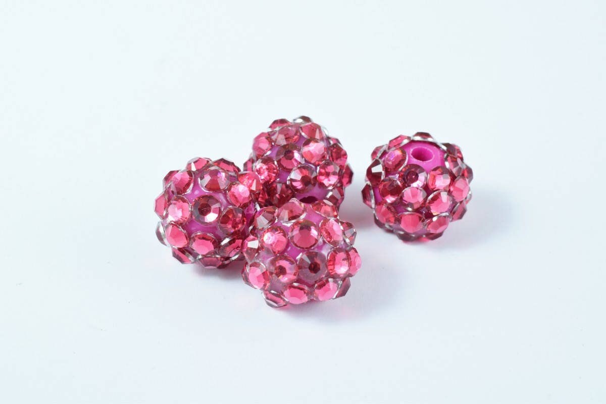 12mm Rhinestone Resin Beads, Shamballa, Round Ball Beads, for Macrame Bracelet, Basketball wives Earring 9 Colors set of 1...