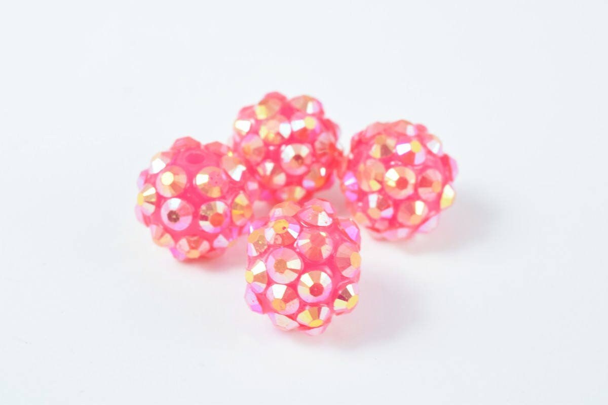 12mm Rhinestone Resin Beads, Shamballa, Round Ball Beads, for Macrame Bracelet, Basketball wives Earring 9 Colors set of 1...