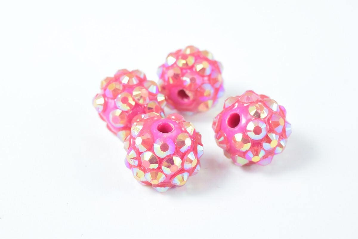 12mm Rhinestone Resin Beads, Shamballa, Round Ball Beads, for Macrame Bracelet, Basketball wives Earring 9 Colors set of 1...