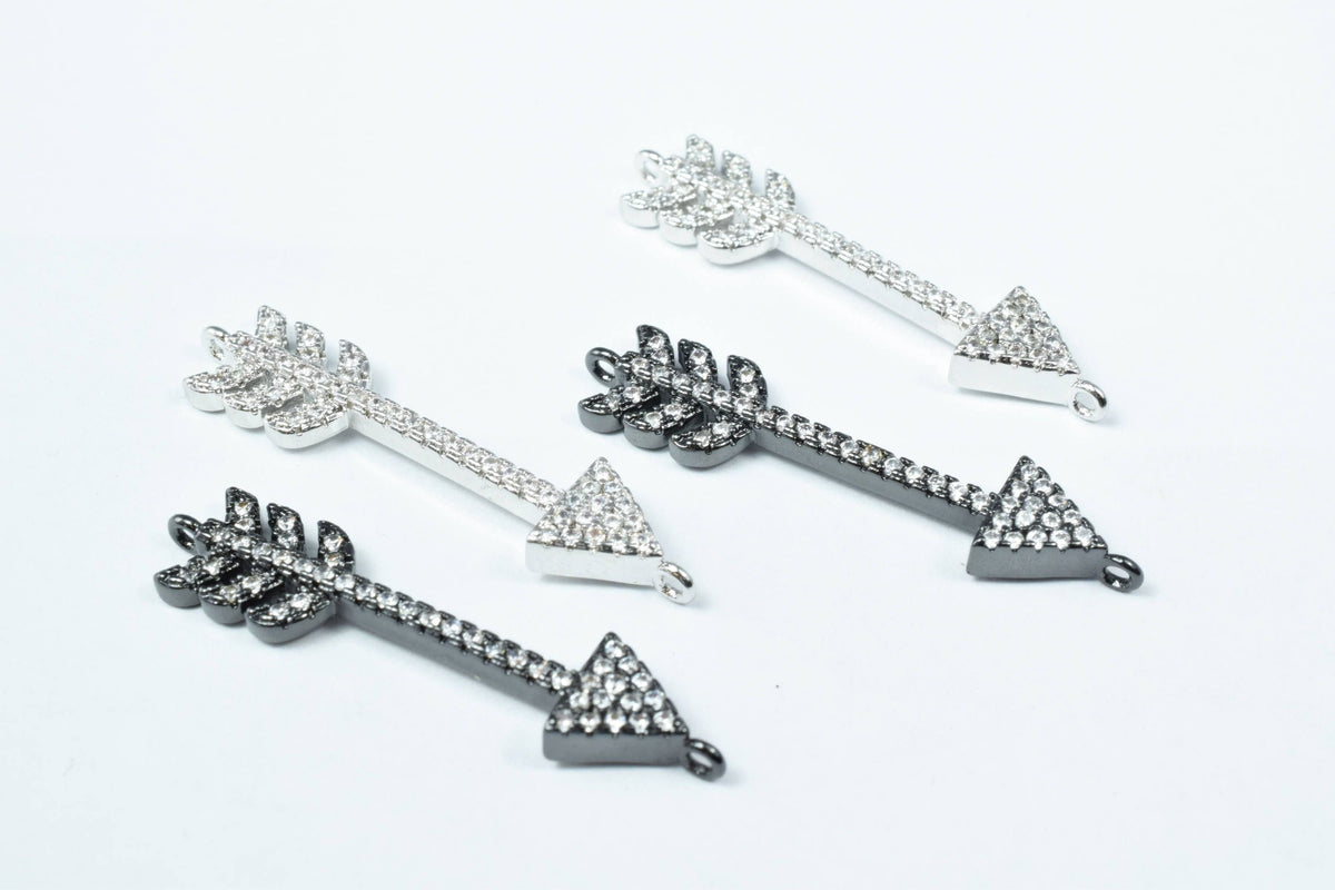 Cupid Arrow Micro Pave Cubic Zirconia CZ Rhinestone Connector Beads Connector High Quality 2 Colors jewelry making supplies