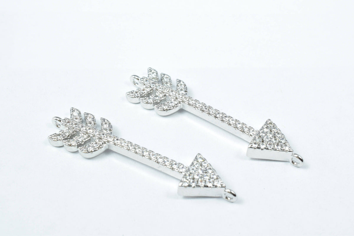 Cupid Arrow Micro Pave Cubic Zirconia CZ Rhinestone Connector Beads Connector High Quality 2 Colors jewelry making supplie...