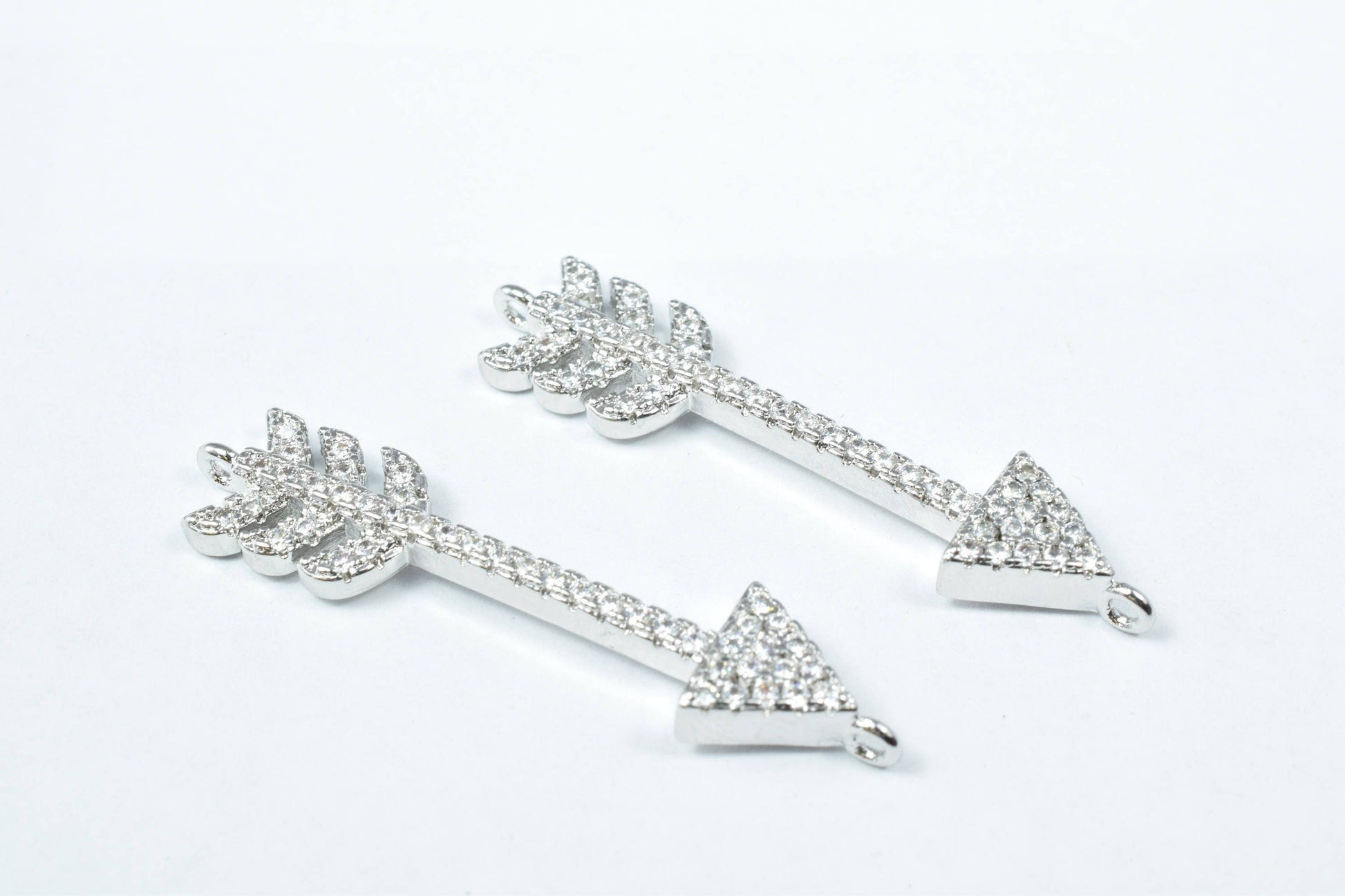Cupid Arrow Micro Pave Cubic Zirconia CZ Rhinestone Connector Beads Connector High Quality 2 Colors jewelry making supplie...
