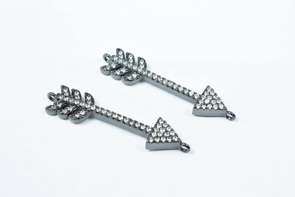 Cupid Arrow Micro Pave Cubic Zirconia CZ Rhinestone Connector Beads Connector High Quality 2 Colors jewelry making supplie...