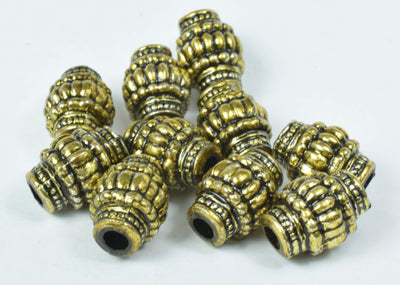 12x16mm Bali Textured Cone Plastic Antique Gold Plastic Beads/Wholesale Plastic Beads/Textured Cone tube  Beads/Antique Si...