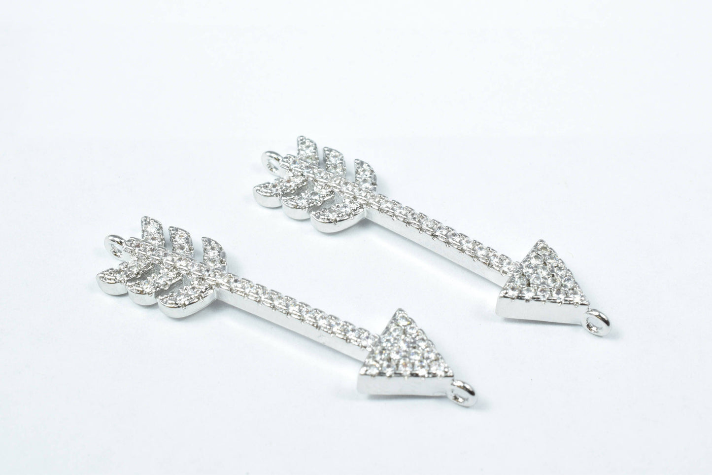 Cupid Arrow Micro Pave Cubic Zirconia CZ Rhinestone Connector Beads Connector High Quality 2 Colors jewelry making supplie...
