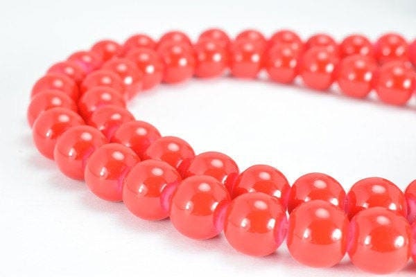 Red Glass Beads Round 8mm Shine Round Beads For Jewelry Making Item #789222045630 jewelry making supplies - detail image 2