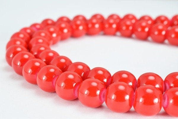 Red Glass Beads Round 8mm Shine Round Beads For Jewelry Making Item #789222045630 jewelry making supplies - detail image 3