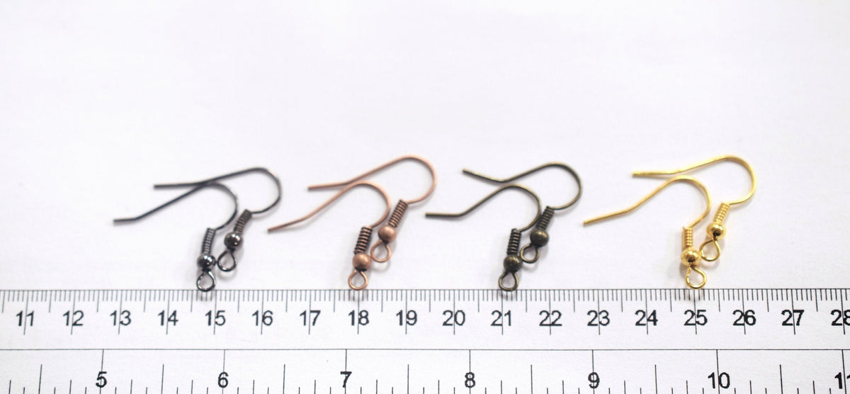 Earring Hooks Gun Metal Antique Copper: 100pcs Fishhook Coil Wire, Brass & Gold Plated, 18x20mm, Jewelry Making Supplies | Bulk Craft Parts