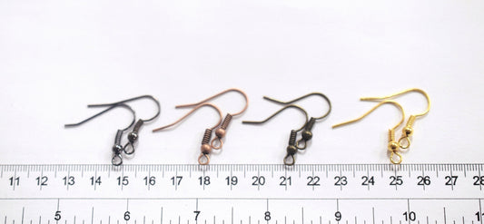 Earring Hooks Gun Metal Antique Copper: 100pcs Fishhook Coil Wire, Brass & Gold Plated, 18x20mm, Jewelry Making Supplies | Bulk Craft Parts