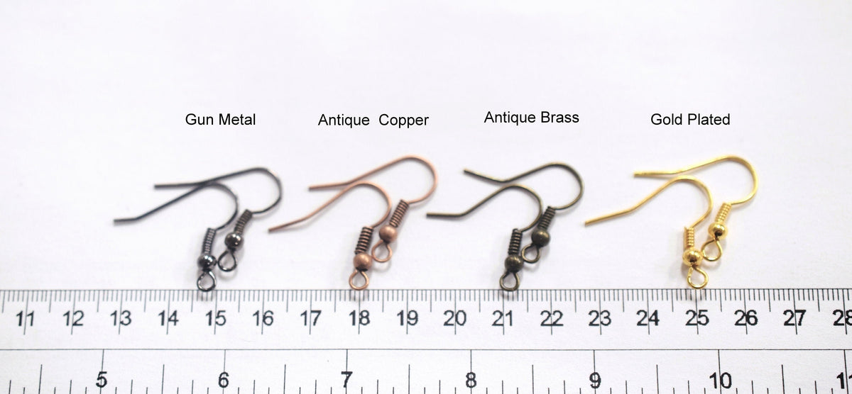 Earring Hooks Gun Metal Antique Copper: 100pcs Fishhook Coil Wire, Brass & Gold Plated, 18x20mm, Jewelry Making Supplies | Bulk Craft Parts