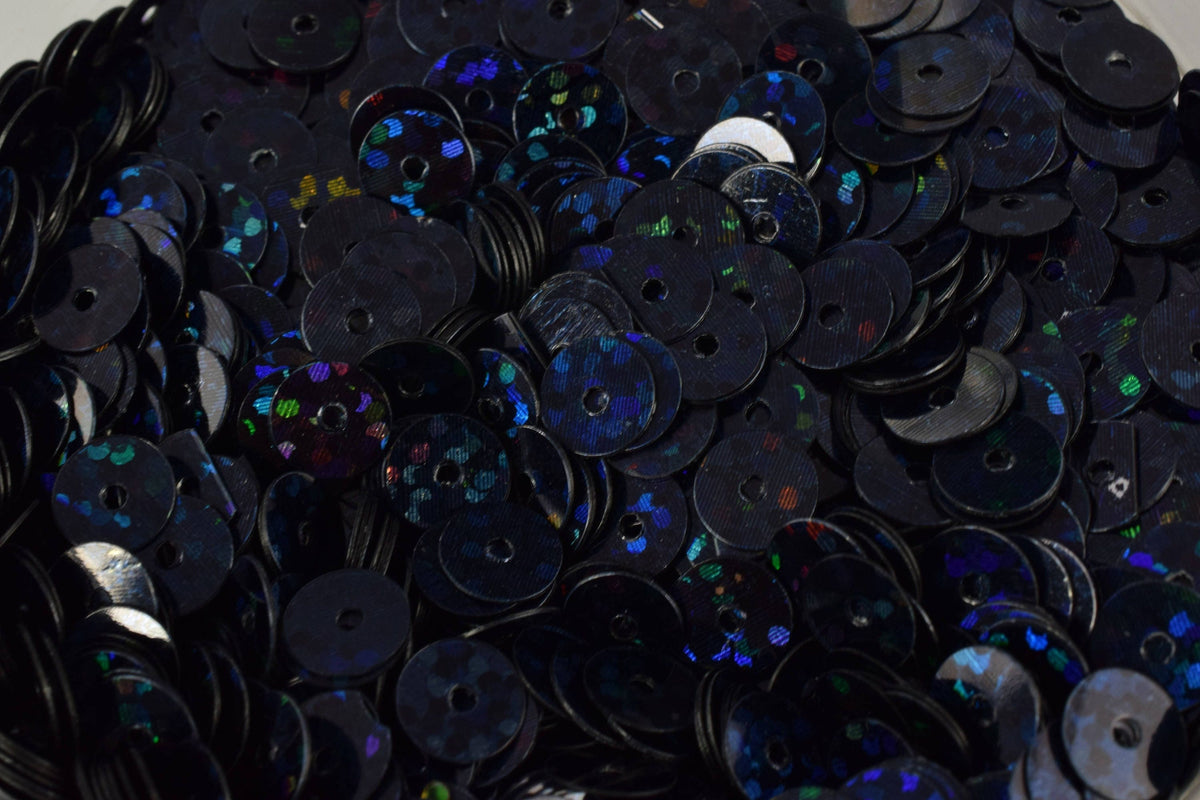 Midnight Blue Black Iridescent Sequins - Loose Round Paillettes - 3/4/6mm Sizes, Sheen Surface, Lightweight, Ideal for Costumes and Apparel