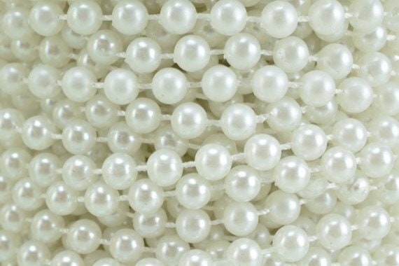 5mm Plastic Pearl Roll 40 Yards White/Creamy Wedding Pearl Beads on a Spool, Roll, Acrylic Beaded Garland Strand jewelry m...