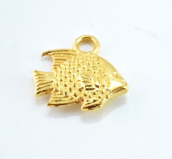 14x12mm, Matte Alloy Gold Plated Fish Charm Pendant 18pcs/PK 2mm bail opening 3mm thickness jewelry making supplies - deta...