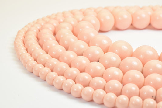 Peach Glass Beads Round Shine: Vintage Boho Pearls - Assorted Sizes 6mm to 14mm, Loose Jewelry Supplies