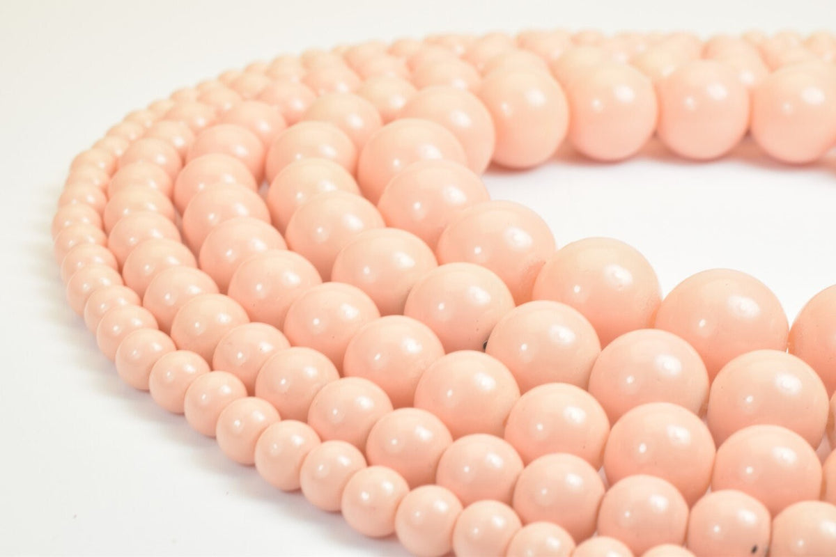 Peach Glass Beads Round Shine: Vintage Boho Pearls - Assorted Sizes 6mm to 14mm, Loose Jewelry Supplies