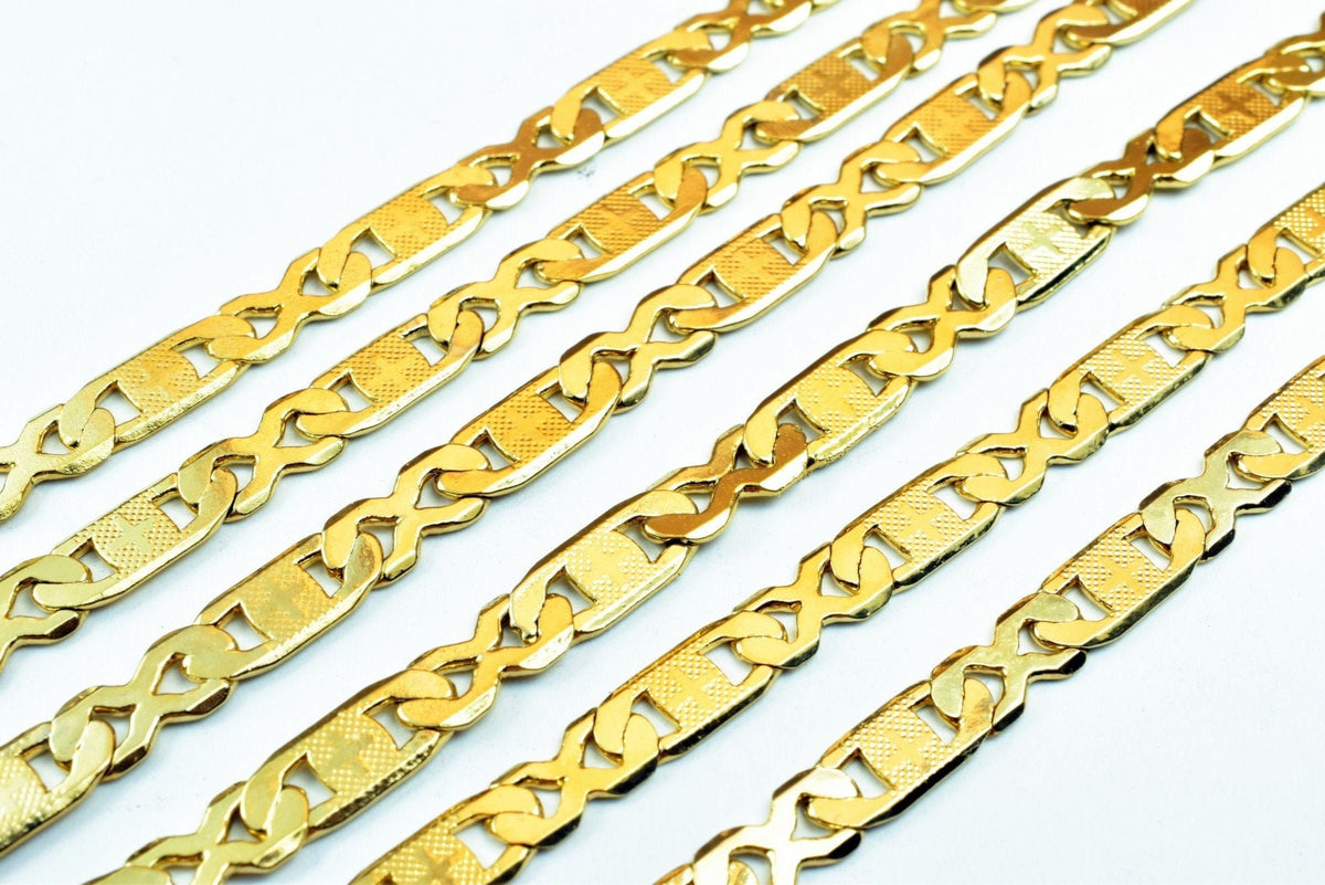 18k Gold Filled Anchor Mariner Chain: Diamond Cut Rambo Style, 5mm Width, Tarnish Resistant | , 18 Inch Length