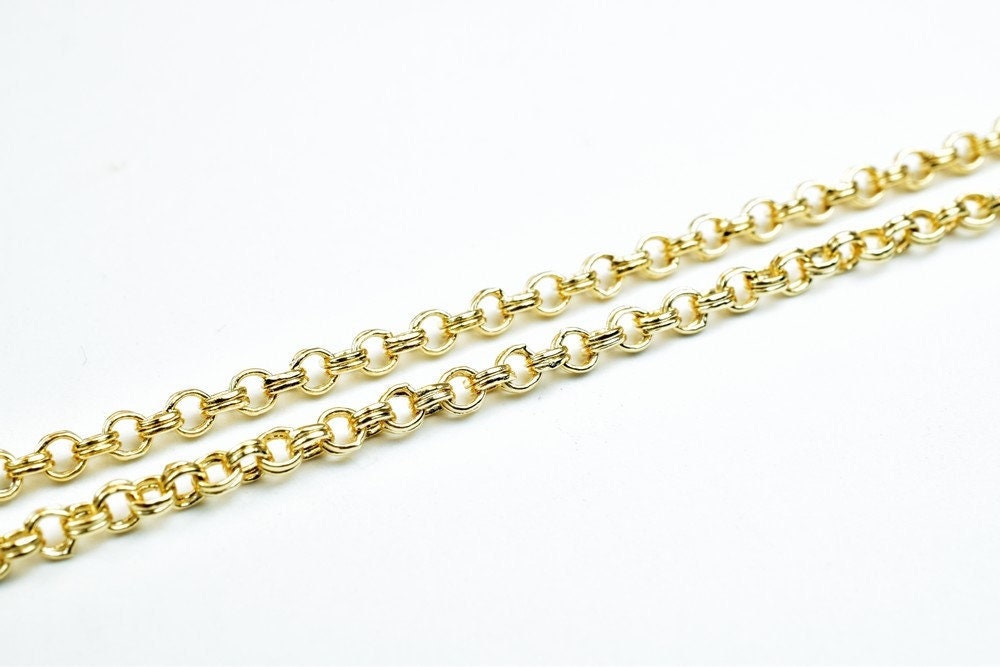 17.25" 18K Inch Gold Filled Look, EP Chain 2mm Width 1mm Thickness  CG391 jewelry making supplies - detail image 3