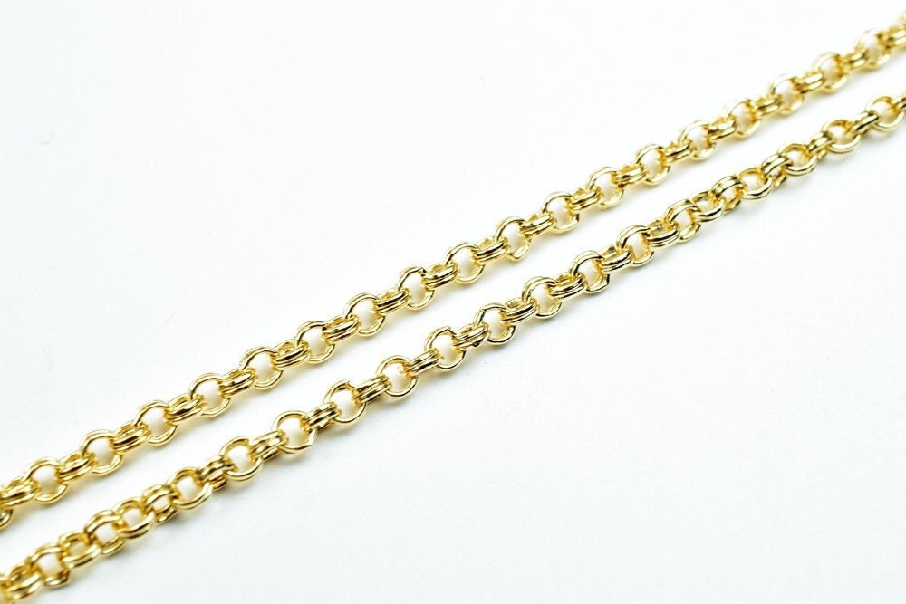 17.25" 18K Inch Gold Filled Look, EP Chain 2mm Width 1mm Thickness  CG391 jewelry making supplies - detail image 8