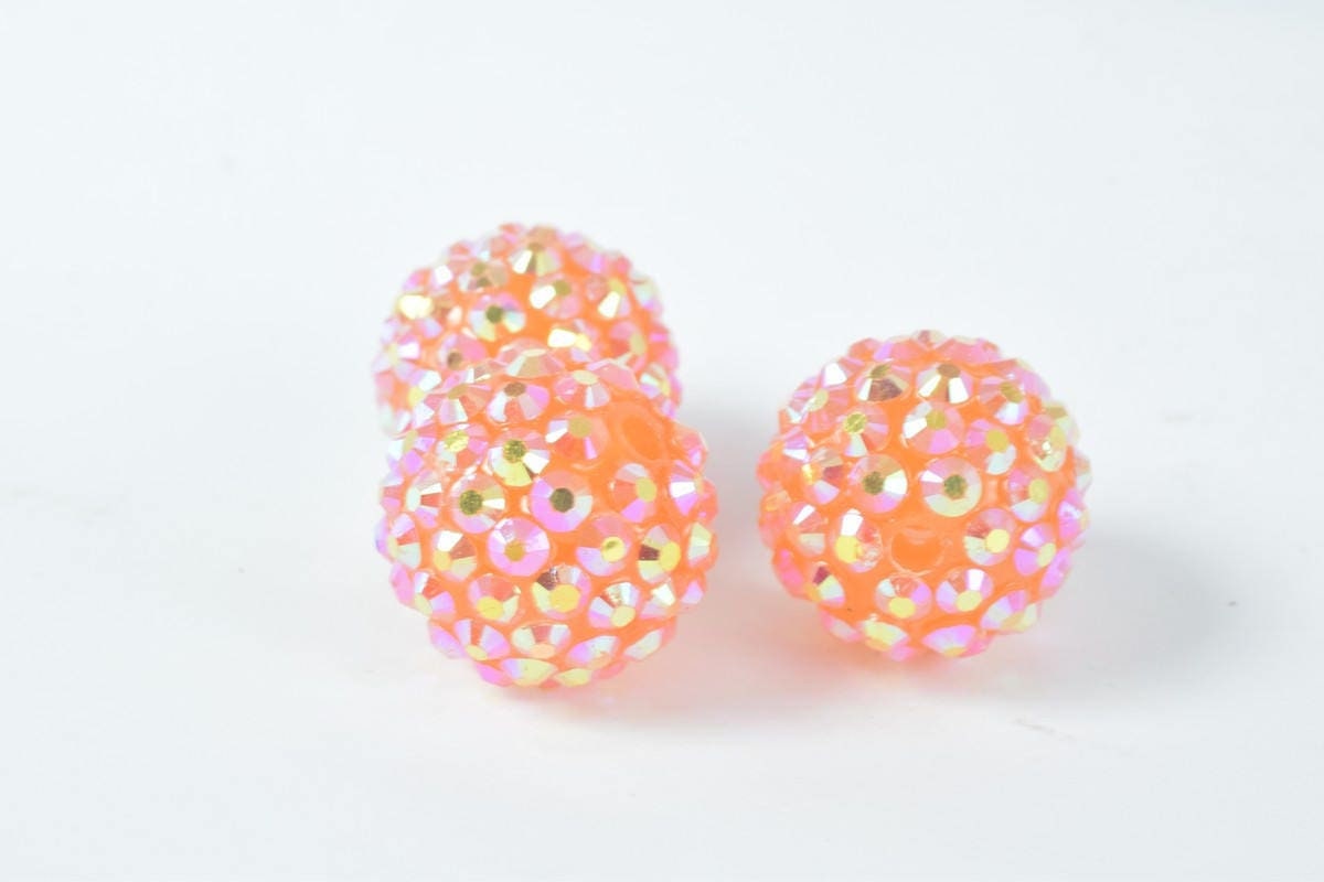 18mm Rhinestone Resin Beads, Shamballa, Round Ball Beads, for Macrame Bracelet, Basketball wives Earring 11Colors set of 1...