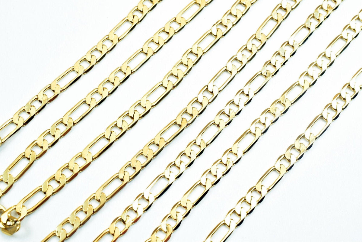 ed Figaro Chain 17.5 Inch: Rich Gold Appearance - Durable , 2.5mm Width, Clasp 10x5mm, Jewelry Making