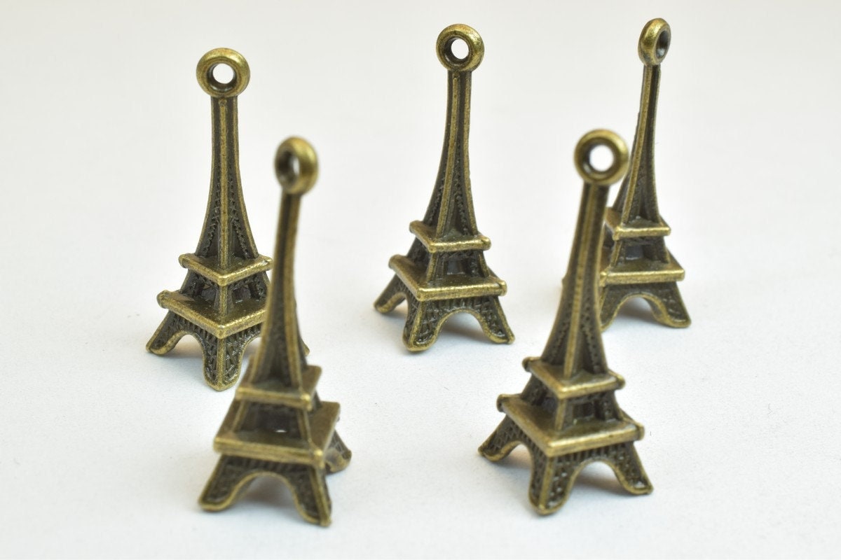12 PCs Eiffel Tower Charm Pendants Antique Green Beads France Paris Alloy Pendant Size 23x8.5mm Jump Ring Size 1mm For Jew...