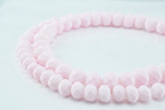 Matte glass beads donut rondelle faceted for jewelry decoration chandelier 4x6mm and 6x8mm. 2 sizes group 60 pcs ea item#7...