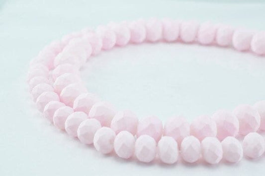 Matte glass beads donut rondelle faceted for jewelry decoration chandelier 4x6mm and 6x8mm. 2 sizes group 60 pcs ea item#7...