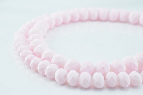Matte glass beads donut rondelle faceted for jewelry decoration chandelier 4x6mm and 6x8mm. 2 sizes group 60 pcs ea item#7...