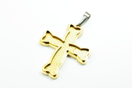 18K Gold Filled Cross Pendant Stainless Steel Size 45x36mm, Thickness 4.5mm Christian Religious Cross For Jewelry Making j...