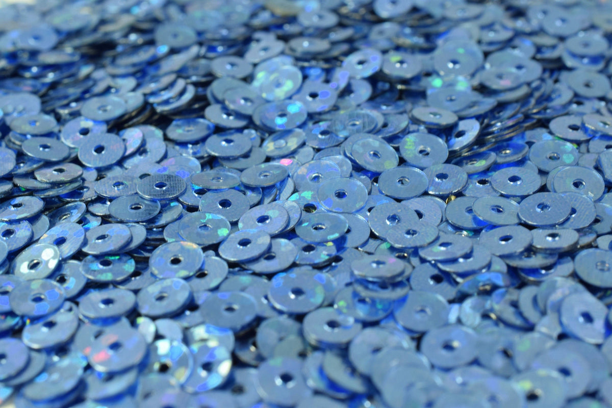 Flat Sequins Round - Ocean Blue Iridescent Loose Sequins - Multi-Color, Lightweight, Center Hole, Apparel & Shoe Decor