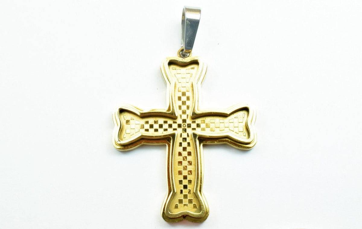 18K Gold Filled Cross Pendant Stainless Steel Size 45x36mm, Thickness 4.5mm Christian Religious Cross For Jewelry Making j...