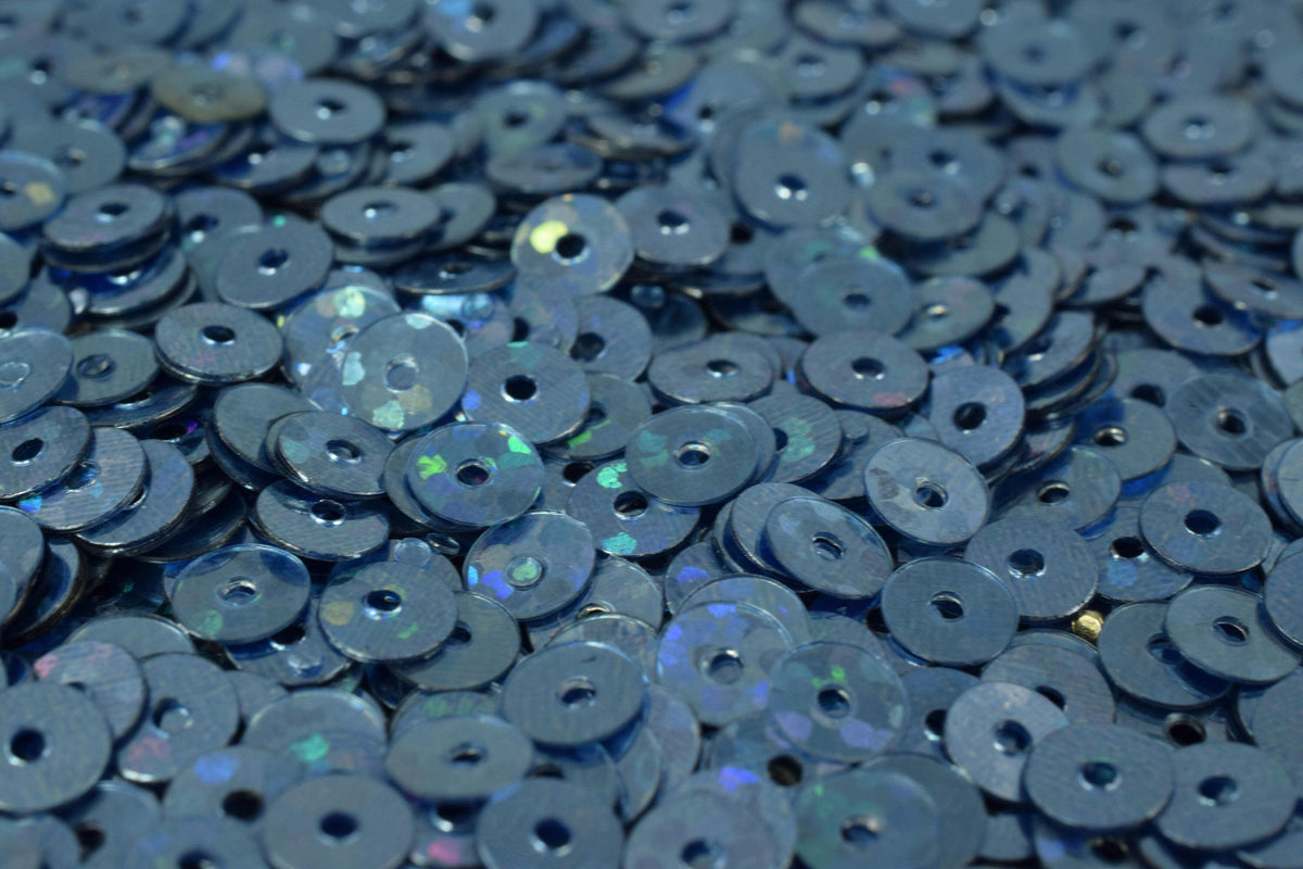 Flat Sequins Round - Ocean Blue Iridescent Loose Sequins - Multi-Color, Lightweight, Center Hole, Apparel & Shoe Decor