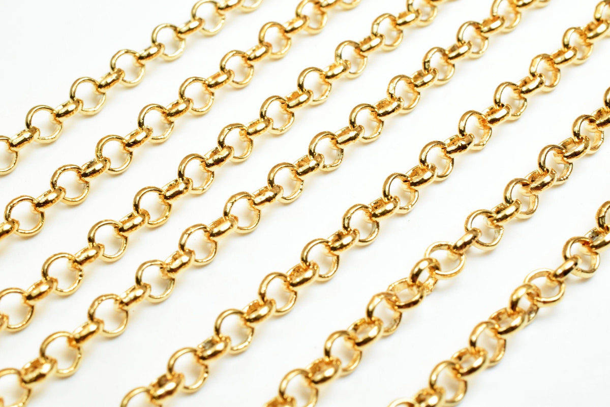 Rolo Gold Filled Alternative Chain - Jewelry Making Supplies - 18K , Tarnish Resistant, 3mm to 5mm Thickness