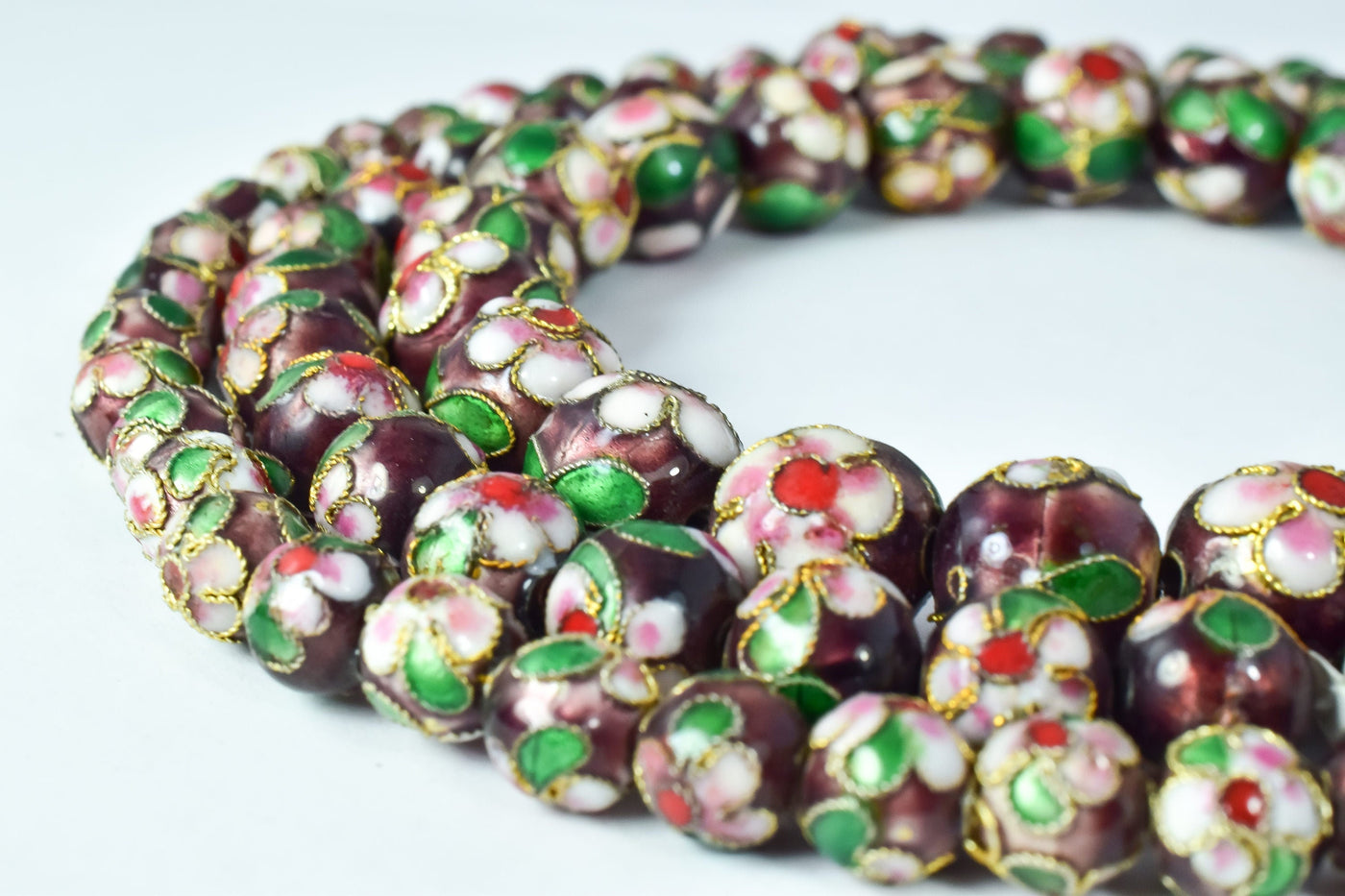 Plum Color Flower Art Cloisonne Round Beads 6mm/8mm/10mm/12mm For Jewelry Making Item No# 0058 jewelry making supplies