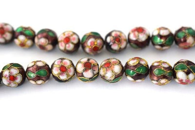 Plum Color Flower Art Cloisonne Round Beads 6mm/8mm/10mm/12mm For Jewelry Making Item No# 0058 jewelry making supplies - d...