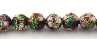 Plum Color Flower Art Cloisonne Round Beads 6mm/8mm/10mm/12mm For Jewelry Making Item No# 0058 jewelry making supplies - d...