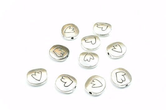 20 PCs Square Antique Silver Alloy Connector Beads Size 10mm Hole Size 0.8mm Decorative Design Metal Beads For Jewelry Mak...