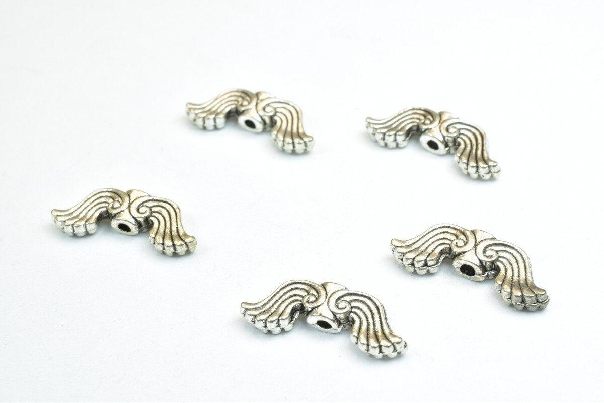 10PCs Angel Fairy Wing Spacer Alloy Charm Antique Silver Connector Size 7.5x20mm Thickness 3.5mm Hole 1.5mm Decorative Des...