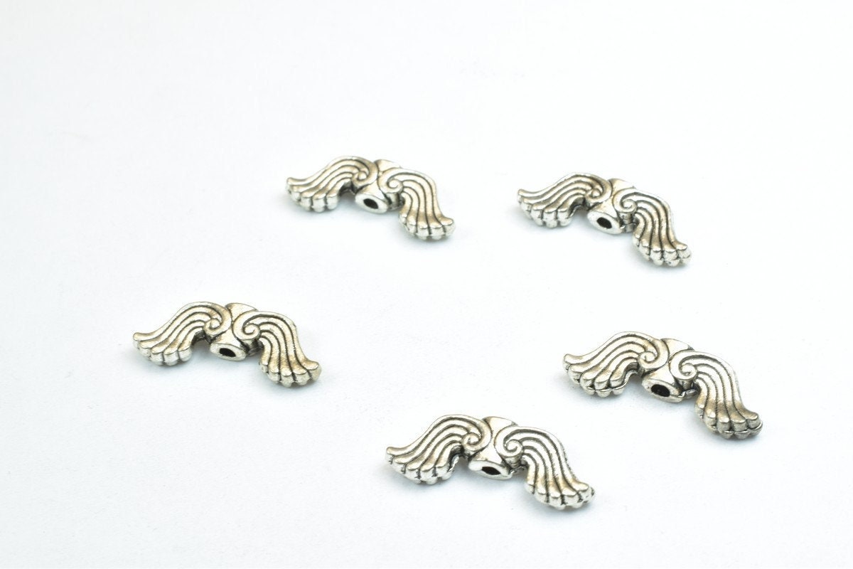 10PCs Angel Fairy Wing Spacer Alloy Charm Antique Silver Connector Size 7.5x20mm Thickness 3.5mm Hole 1.5mm Decorative Des...