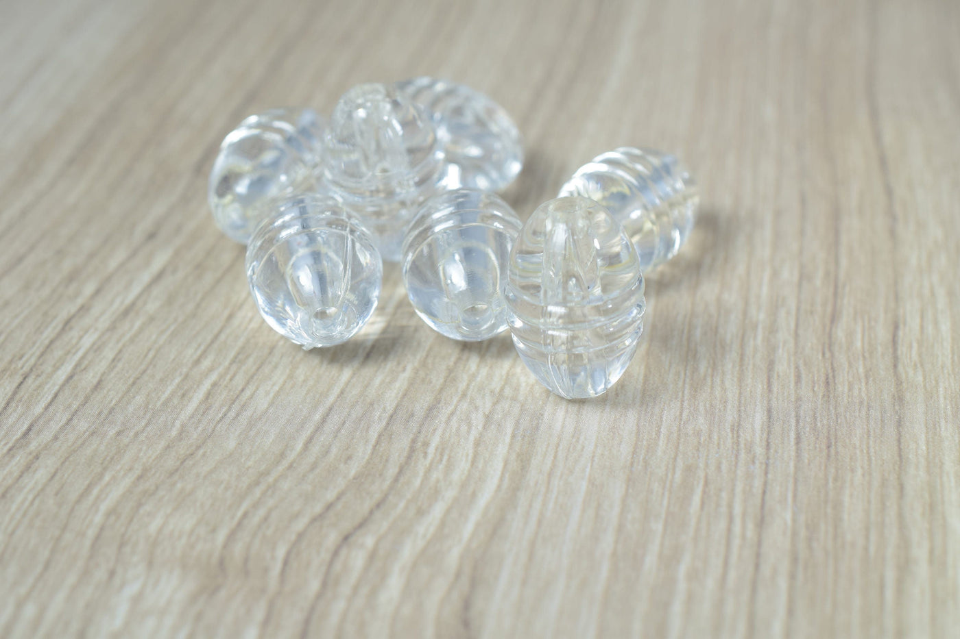18 x 25mm Clear Ridge Lucite Plastic Beads/Vintage Barrel Plastic Clear Beads/Wholesale/Sold by 60 PCs, Clear Beads,Groove...